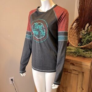 Cowgirl, tough company, long sleeve size, medium rash guard type material shirt